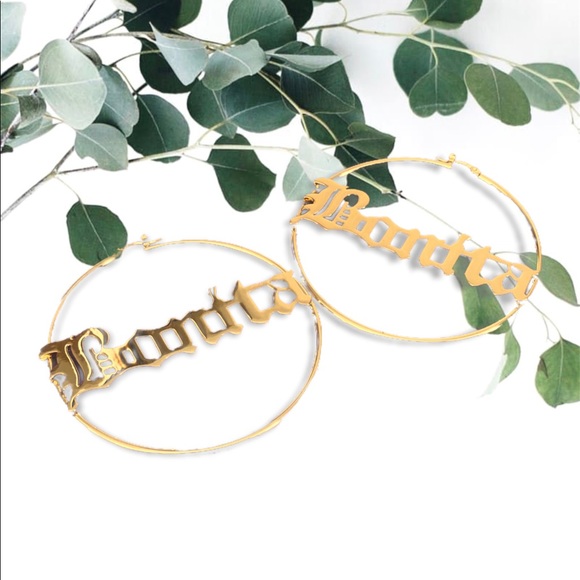 (SOLD) 14k Gold plated Bonita Hoop Earrings - Picture 1 of 5